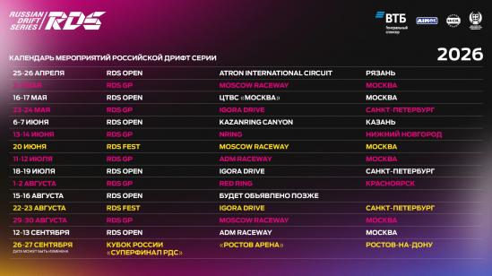 Российская Дрифт Серия представила календарь летнего сезона-2026